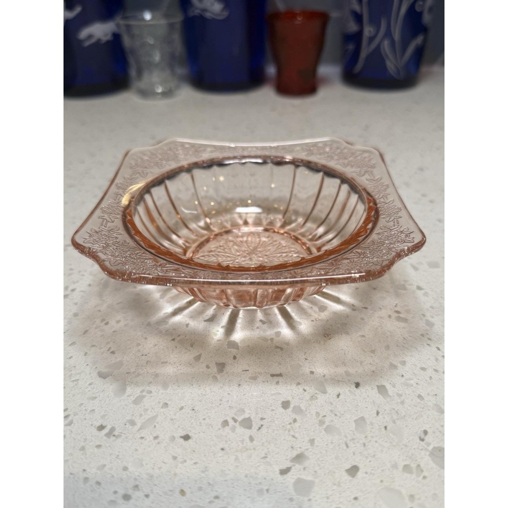 Jeannette Adam Pink 4 3/4" Square Berry Bowl Depression Glass